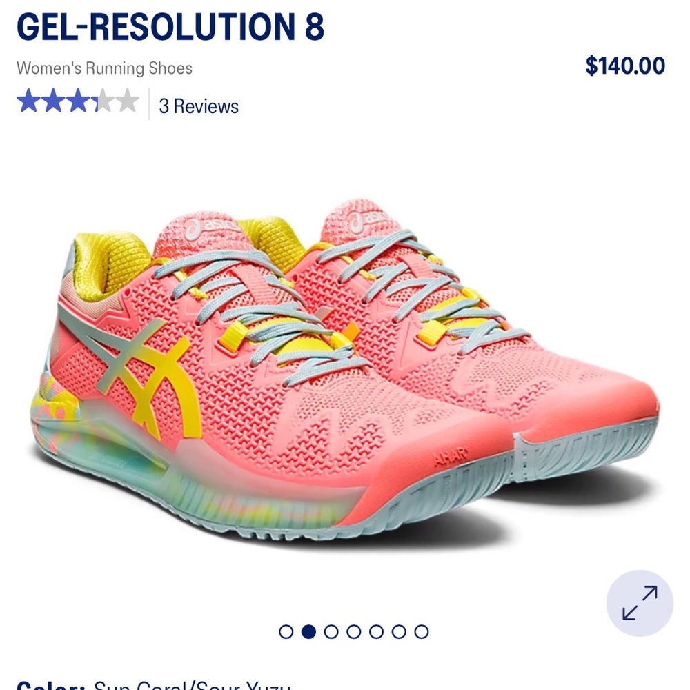 ASICS GEL-RESOLUTION 8 sneakers/tennis shoes.Size 9. Worn once!